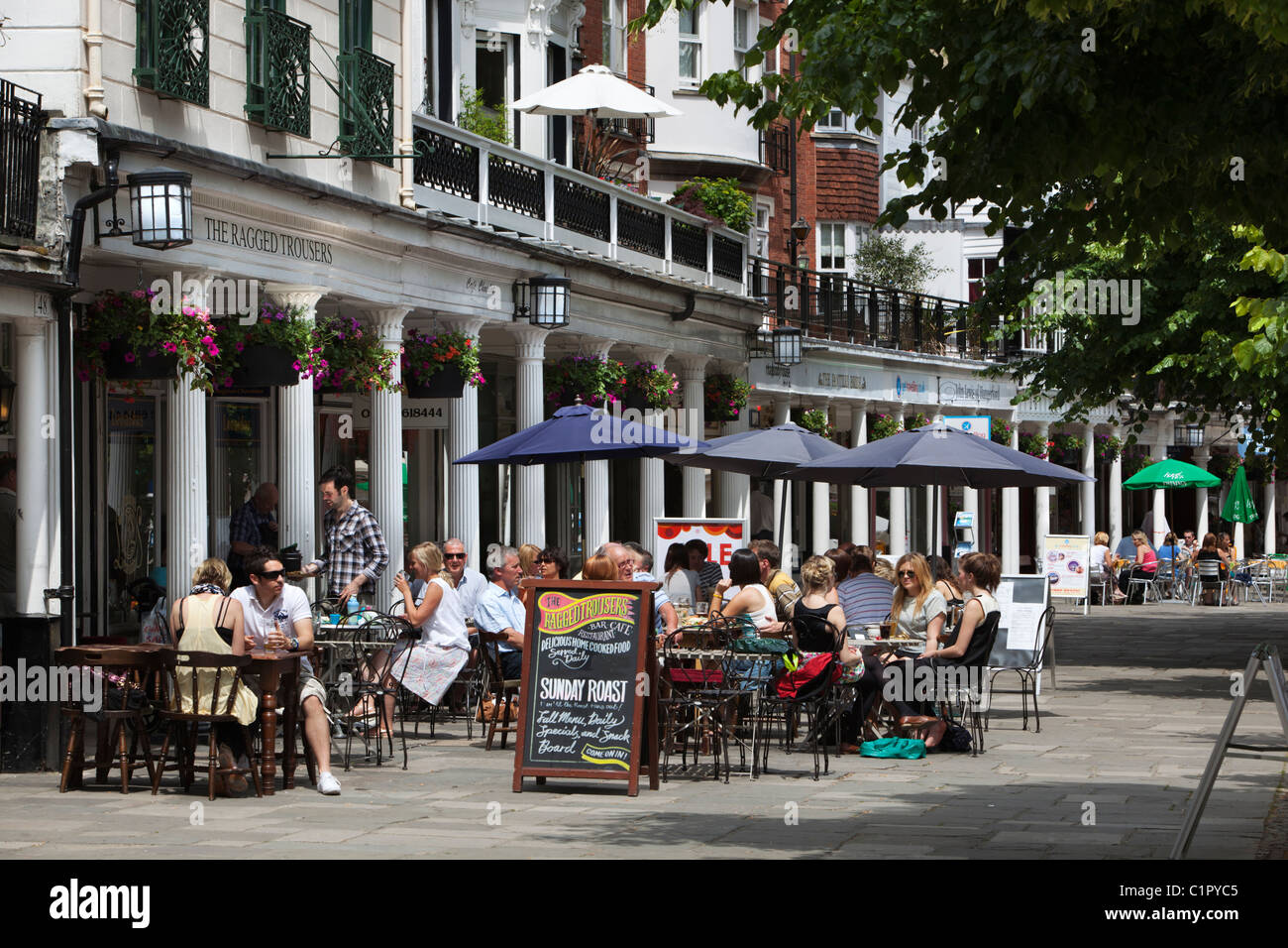 The Pantiles cafe scene in Summer Stock Photo