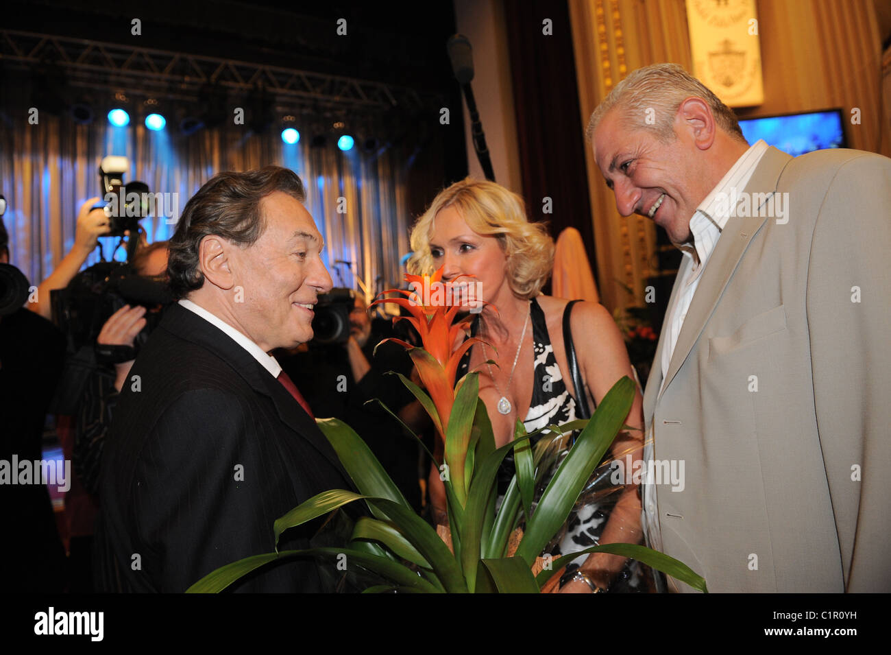 Karel Gott, Helena Vondrackova and husband 70th birthday party for Karel Gott at Hotel Ambassador with 2000 guests Prague, Stock Photo