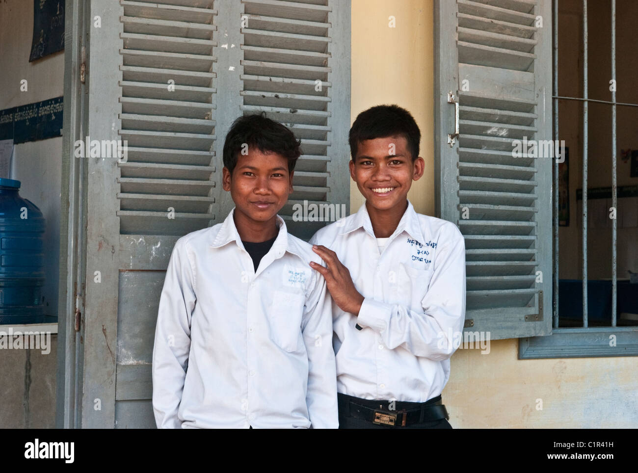 Two Boys at Khnarthnorng Primer School. Cambodia Stock Photo Alamy
