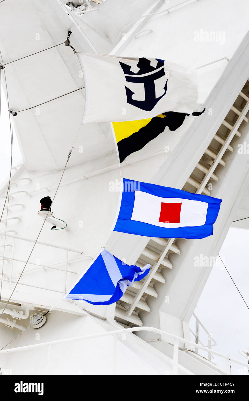 Royal Caribbean flags/pennants Stock Photo