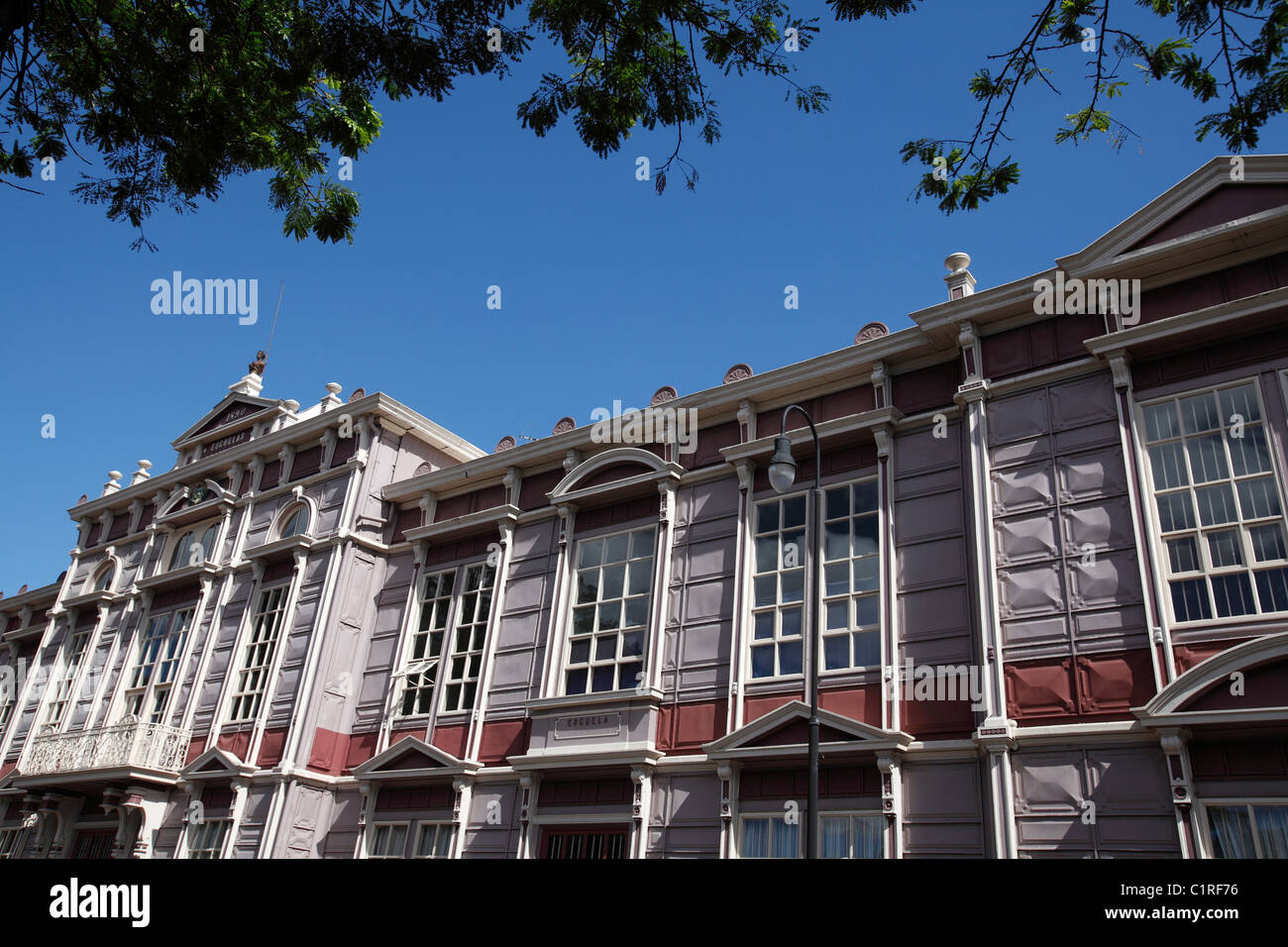 Edificio Metallico, decorative architecture on a school building in San Jose, Costa Rica Stock Photo