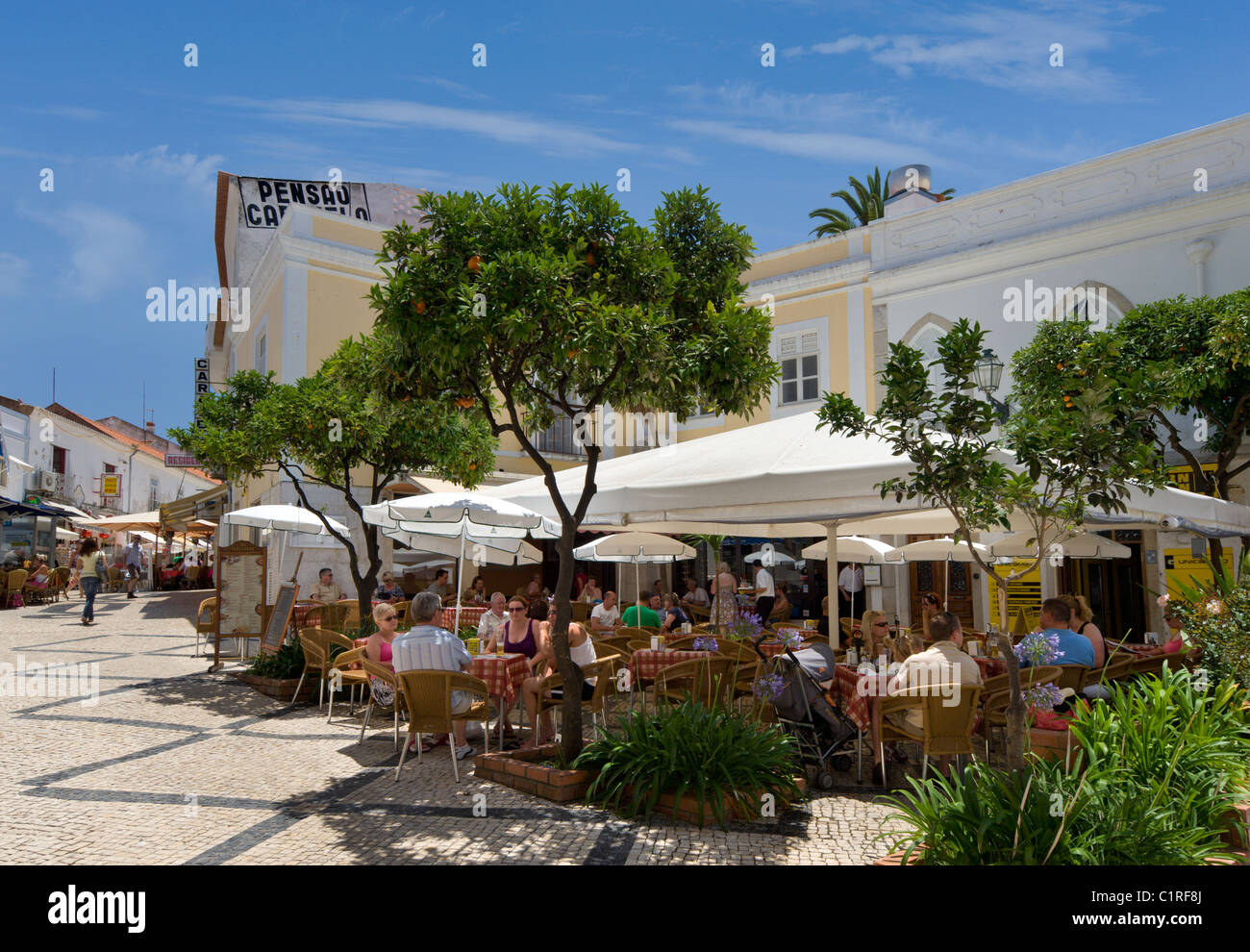 Portugal, the Algarve, Lagos, the old town, a street café Stock Photo