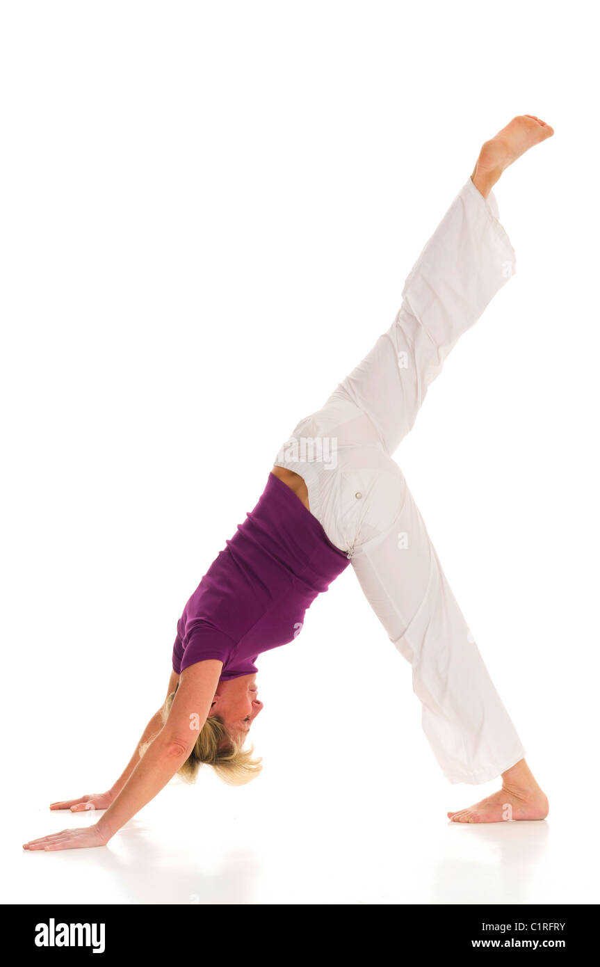 woman practicing stretking Stock Photo - Alamy