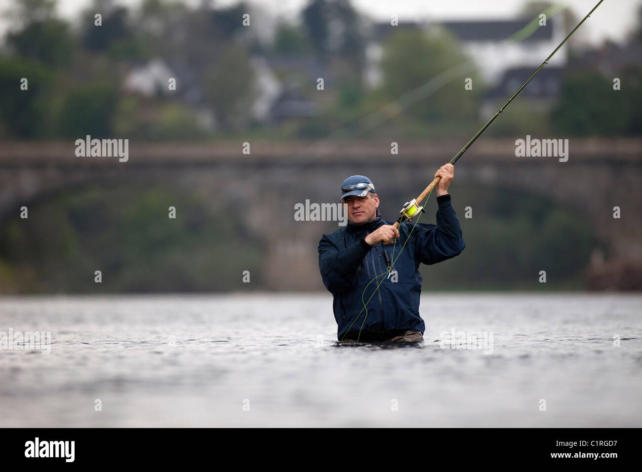 Salmon fishing on the River Tweed, near Kelso, in the Scottish Borders