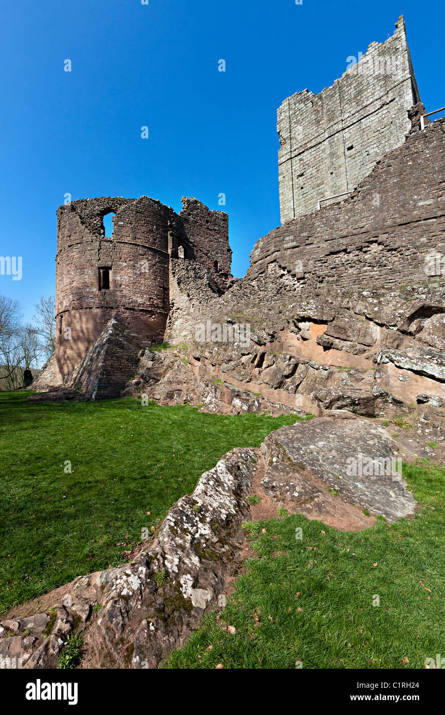 The keep and south-west tower Goodrich Castle Herefordshire England UK Stock Photo
