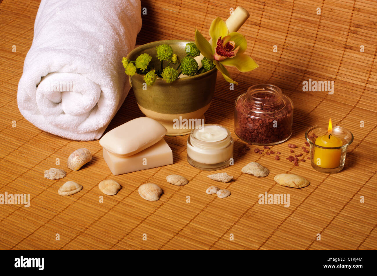 Day spa setting Stock Photo Alamy
