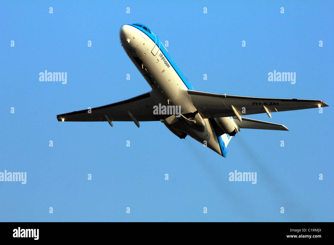 KLM Jet PH-KZM Fokker 70 Jet Aeroplane Jet Aviation Leeds Bradford Airport LBA Stock Photo