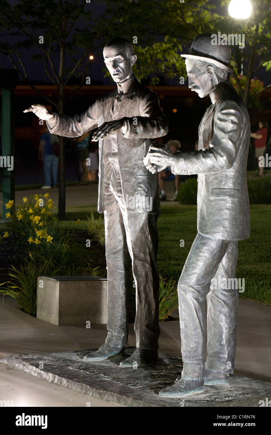 Statue of Orville and Wilber Wright at Riverscape Metro Park in Dayton, Ohio. Stock Photo