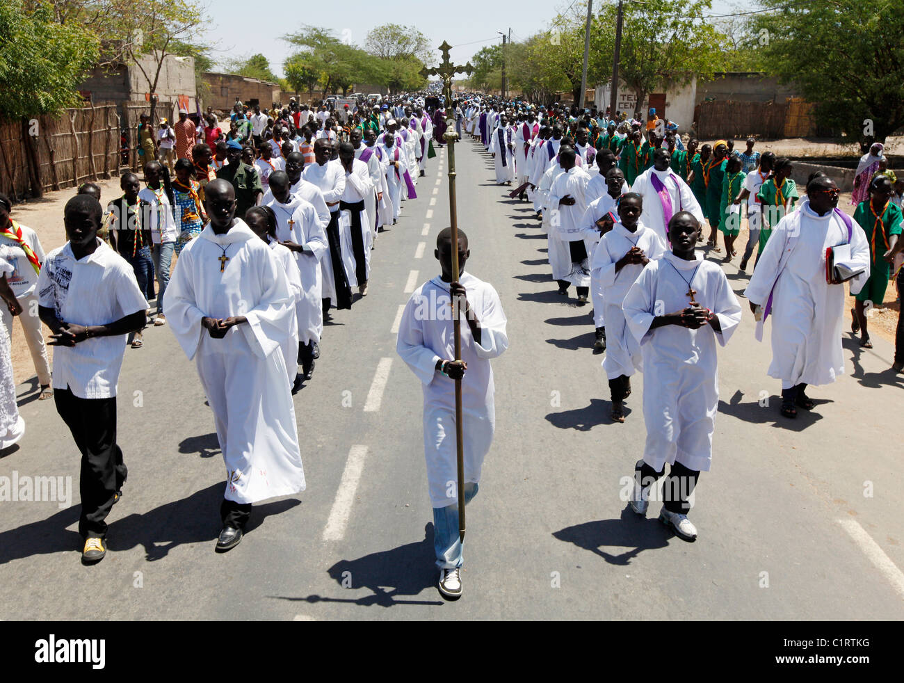 roman catholic procession, Mont Rolland, Senegal Stock Photo