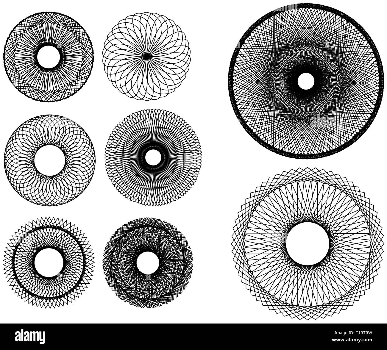 Set of Spirographs Stock Photo