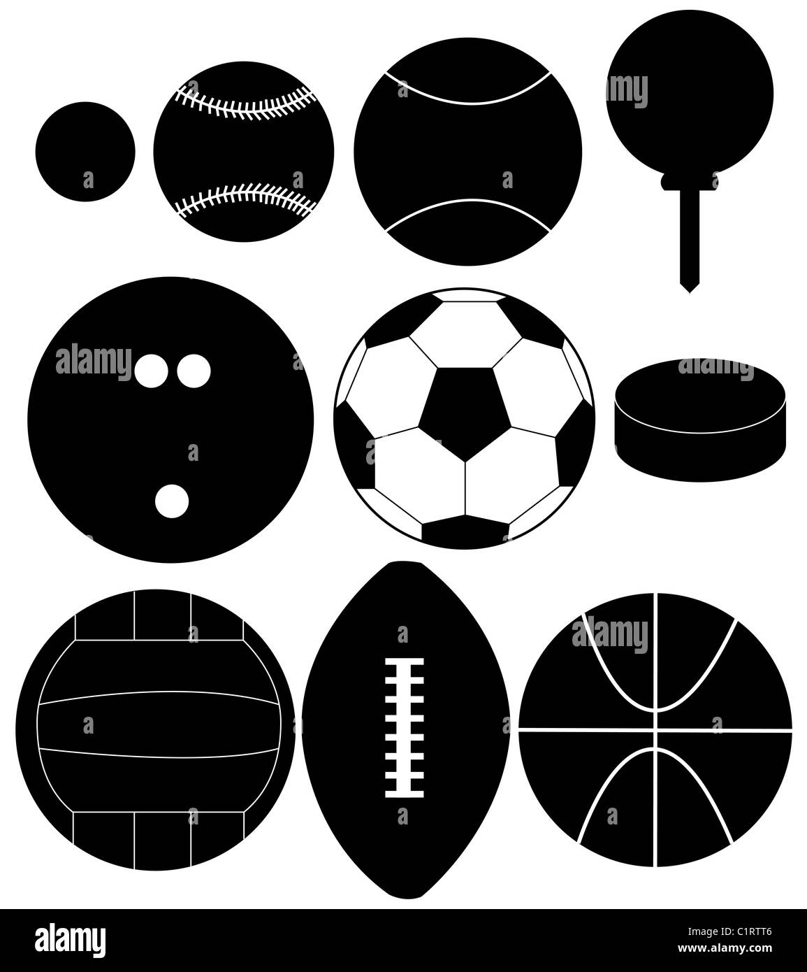 Set of Sports Balls Silhouettes Stock Photo
