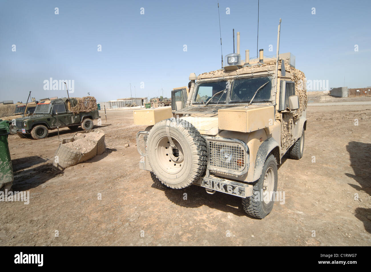 Camp Condor, Iraq - The Snatch Land Rover patrol vehicle used by the British Army. Stock Photo