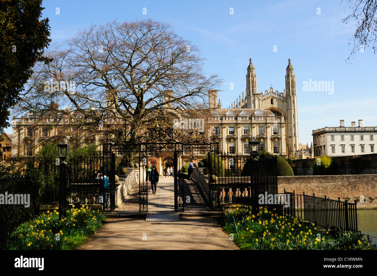 Clare Bridge and Kings College Chapel in Spring, Cambridge, England, UK Stock Photo