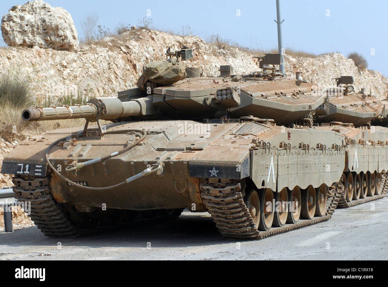 The Merkava Mark III-D main battle tank of the Israel Defense Force. Stock Photo