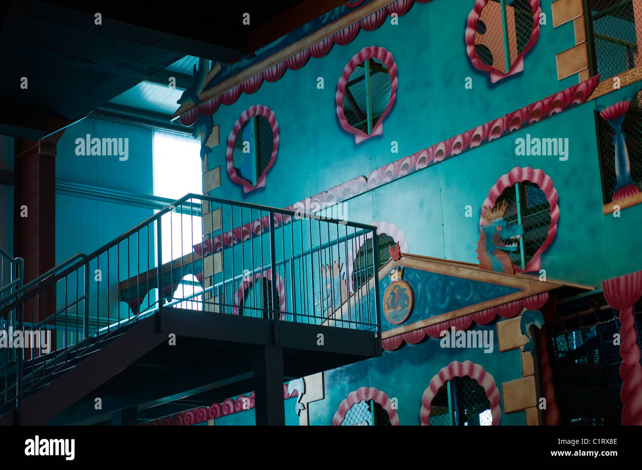 Aqua backdrop for childrens activity centre Stock Photo
