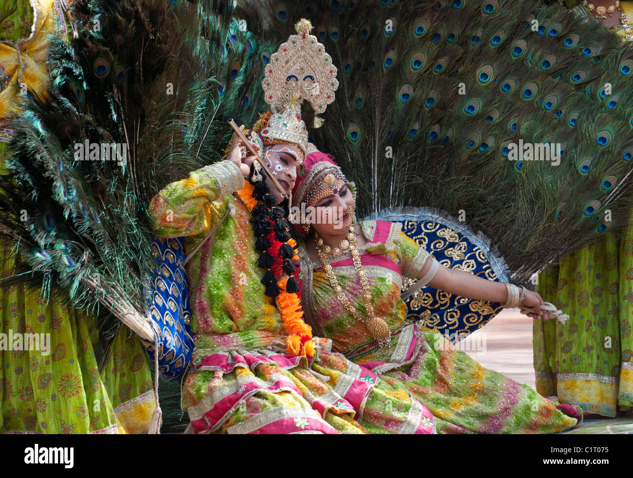 MAYUR [ Peacock] folk dance of Mathura, U.P. , INDIA. Stock Photo