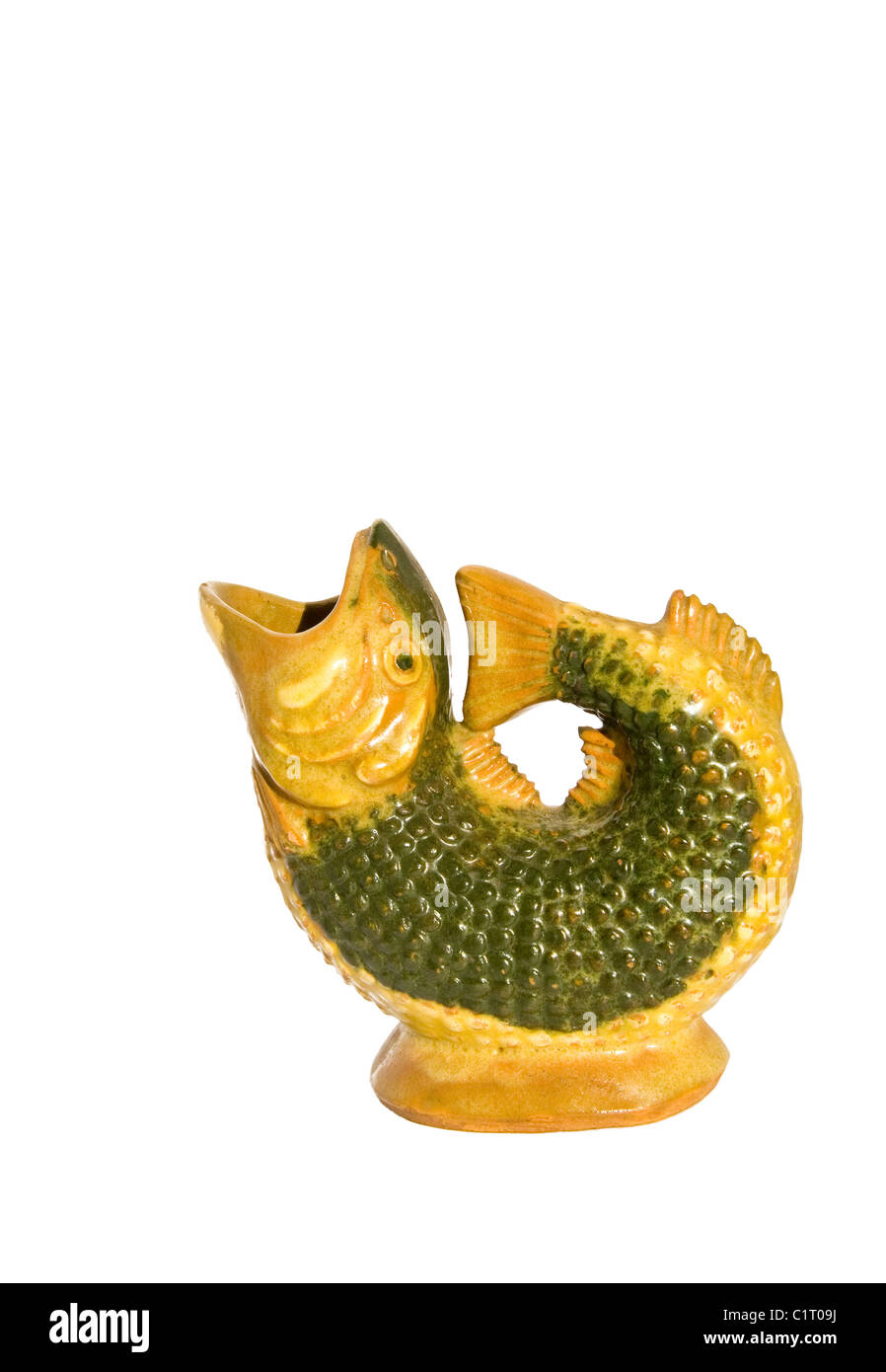 original vintage handmade fish forms ceramic vase Stock Photo