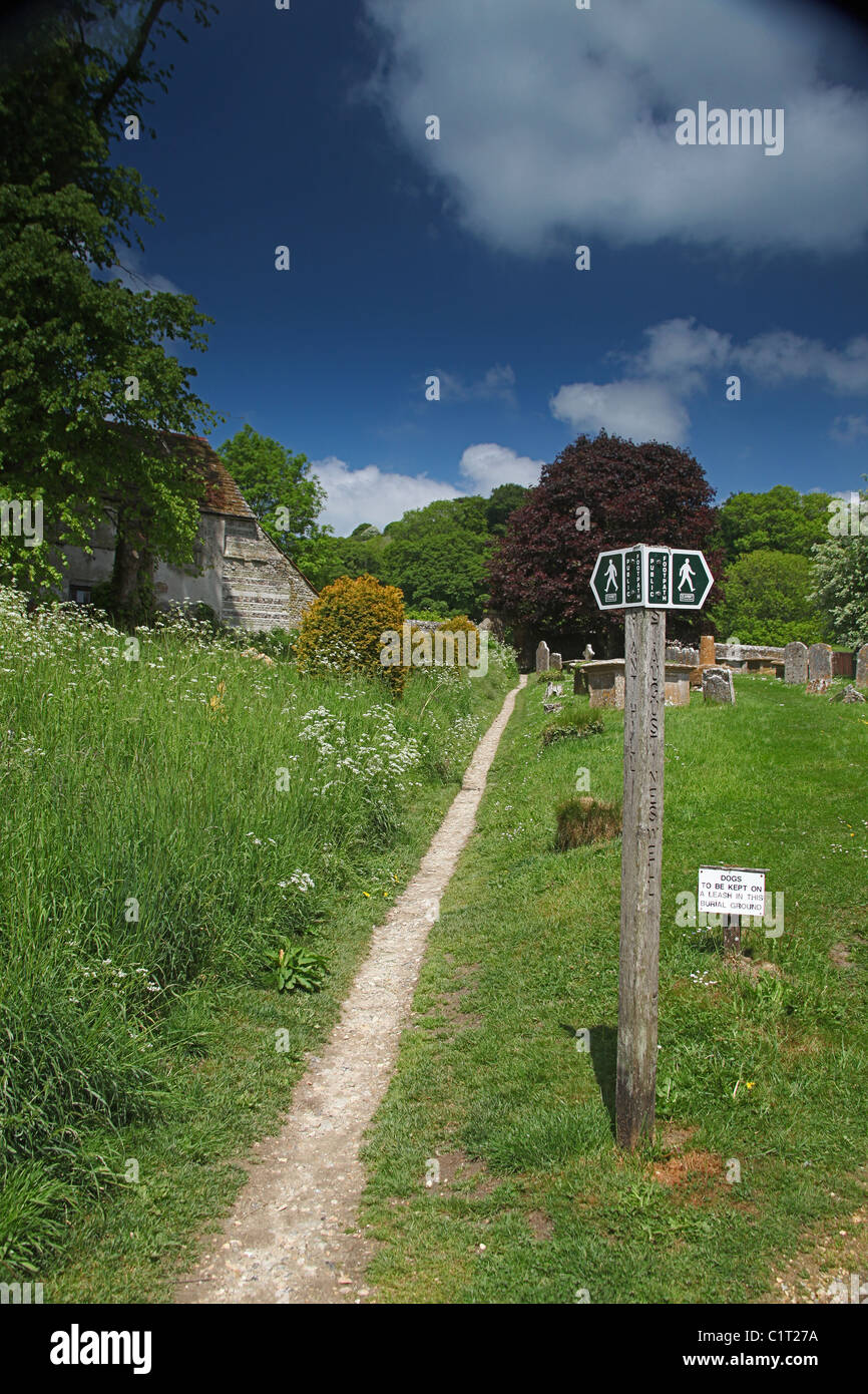 Graveyard of the former Benedictine Abbey in Cerne Abbas, Dorset, England, UK Stock Photo