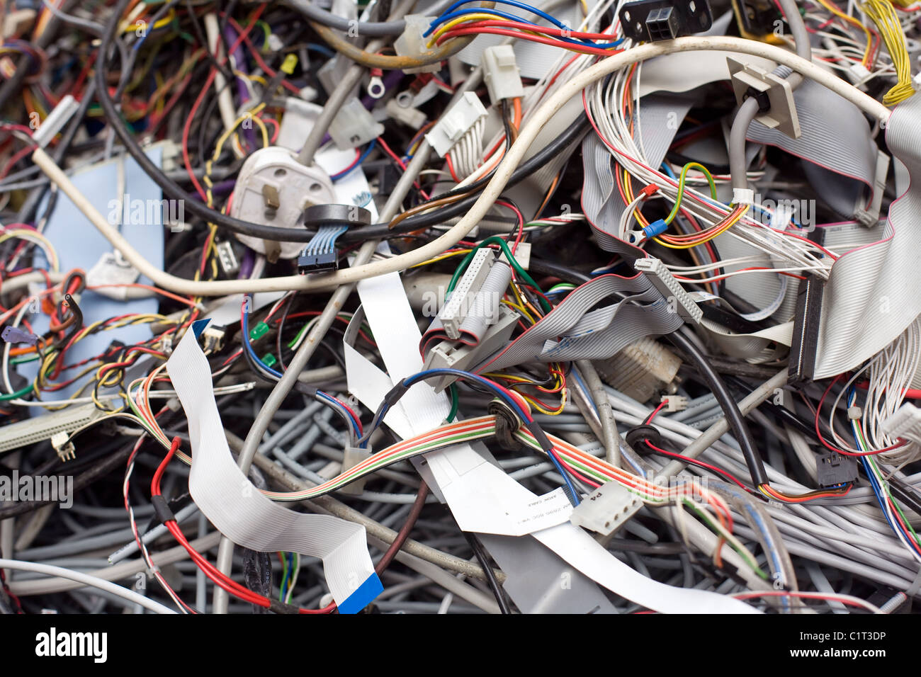 Old computer wiring in a pile waiting for recycling Stock Photo Alamy