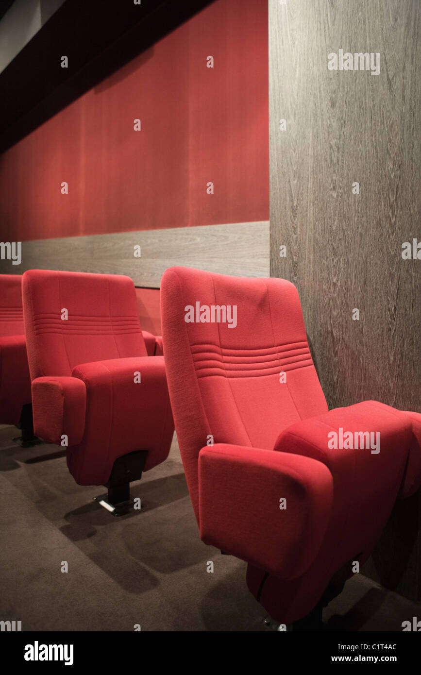 Empty seats in movie theater Stock Photo