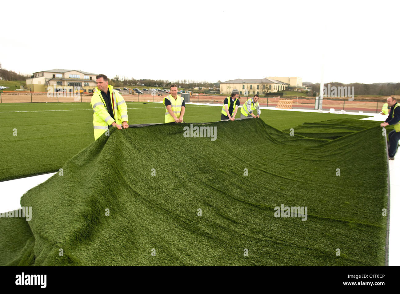 Laying Artificial Turf Stock Photo Alamy