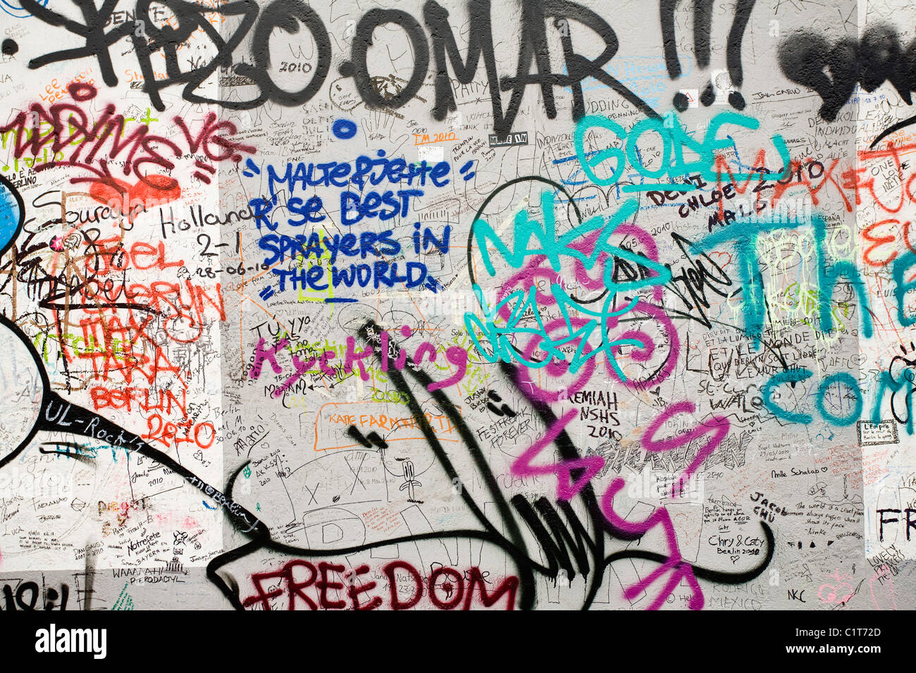 Graffiti covering a section of the Berlin Wall, Berlin, Germany Stock Photo