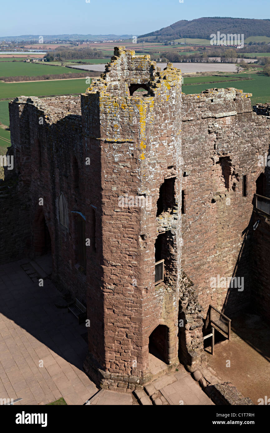 Ruined tower Goodrich Castle Herefordshire England UK Stock Photo