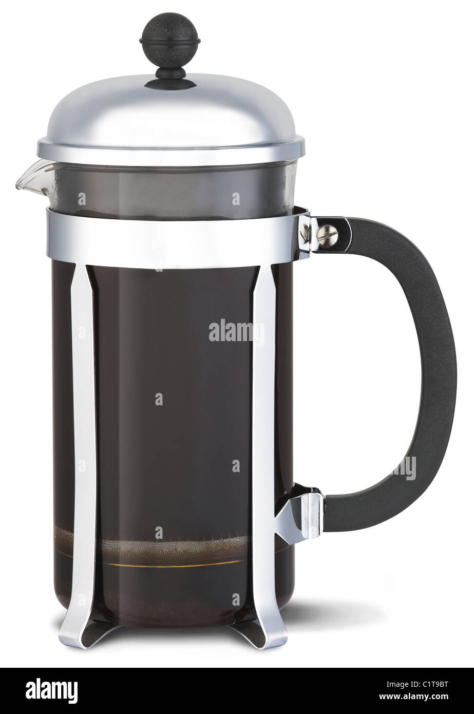 a chrome cafetiere with coffee with clipping path Stock Photo