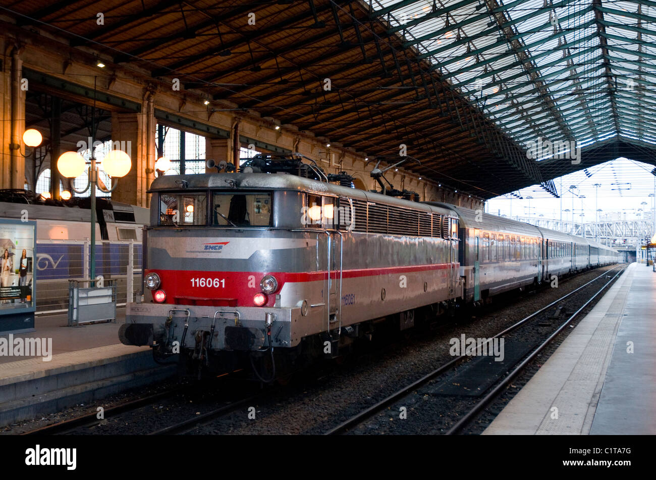 electric locomotive BB 16000 class , number 116061 , sncf , MTE , paris gare du nord Stock Photo