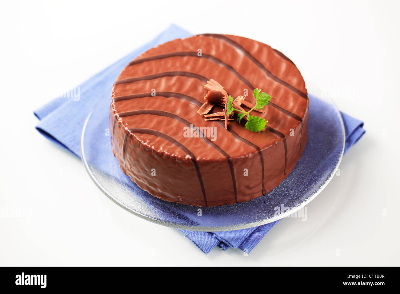 Nut cake glazed with chocolate - studio Stock Photo