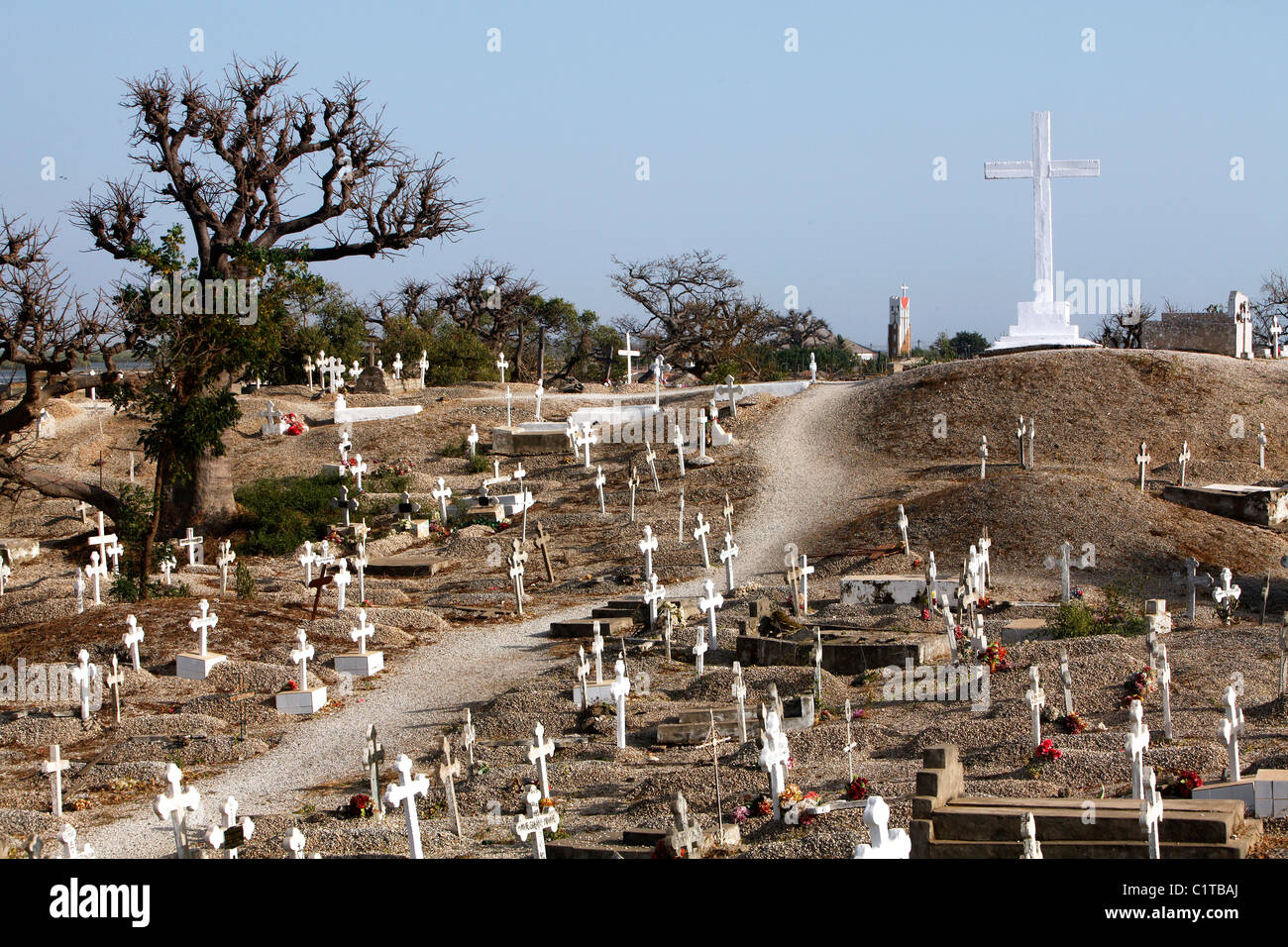 Cemetery on Fadiouth Island, composed of sea shells, Senegal, Africa Stock Photo