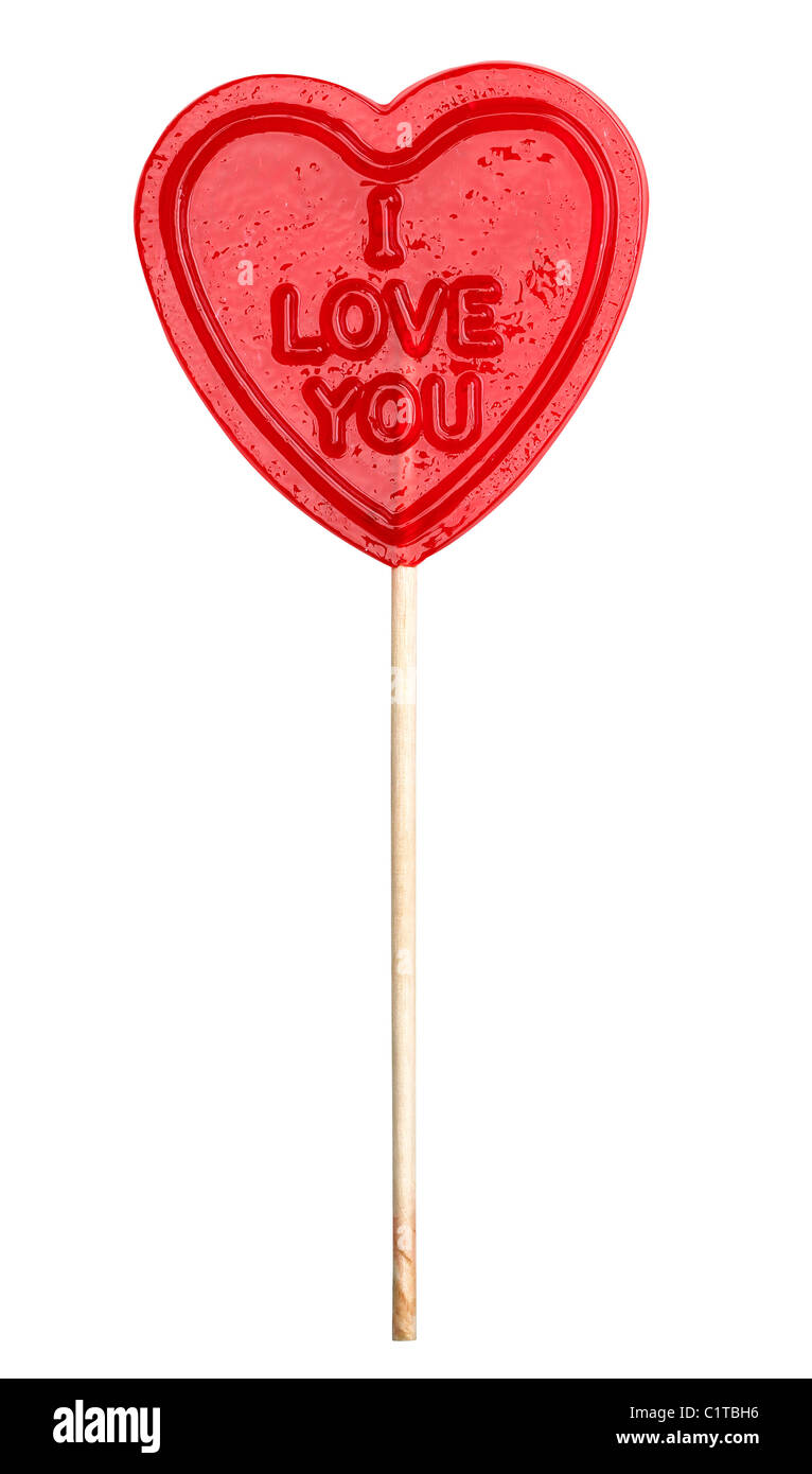 an i love you lolly with clipping path Stock Photo