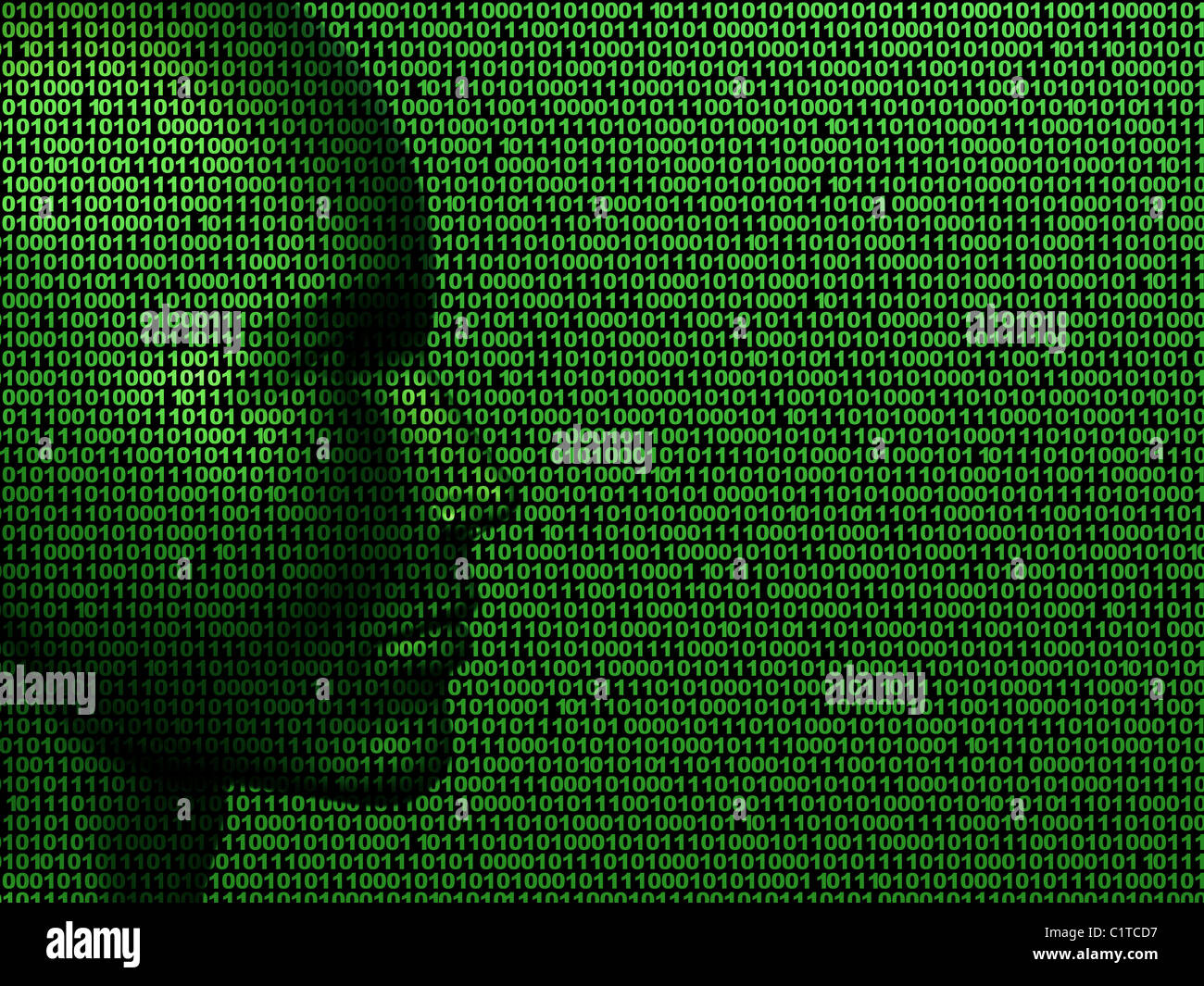 Illustration of a face made up of binary computer code Stock Photo
