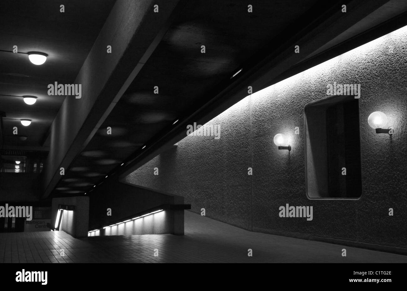 An area inside the Barbican Centre, London. Stock Photo
