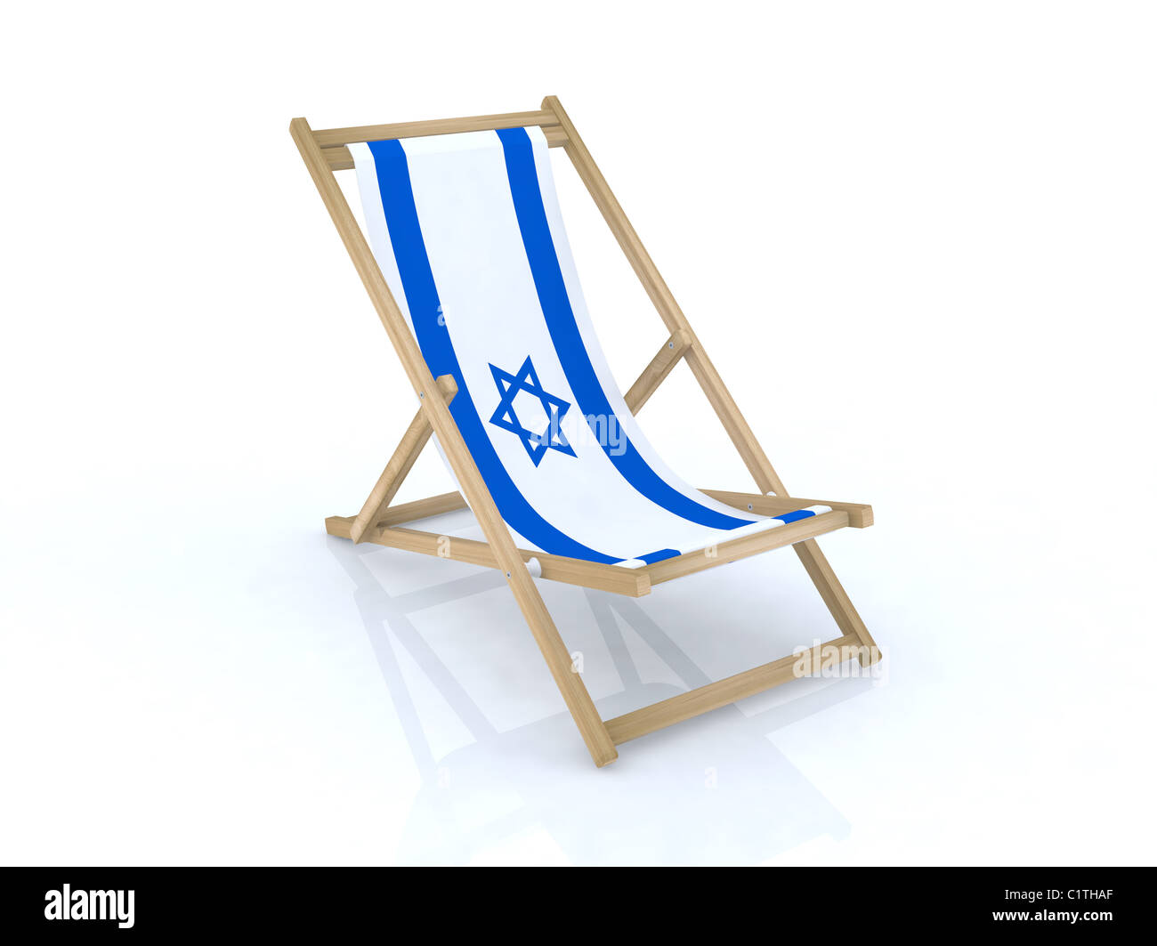 wood desk chair with israel flag 3d illustration Stock Photo