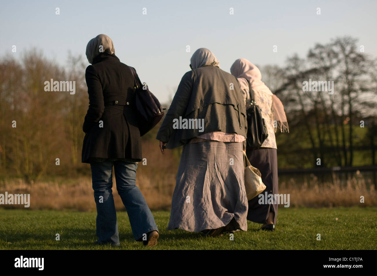 Three UK Muslim women. Stock Photo