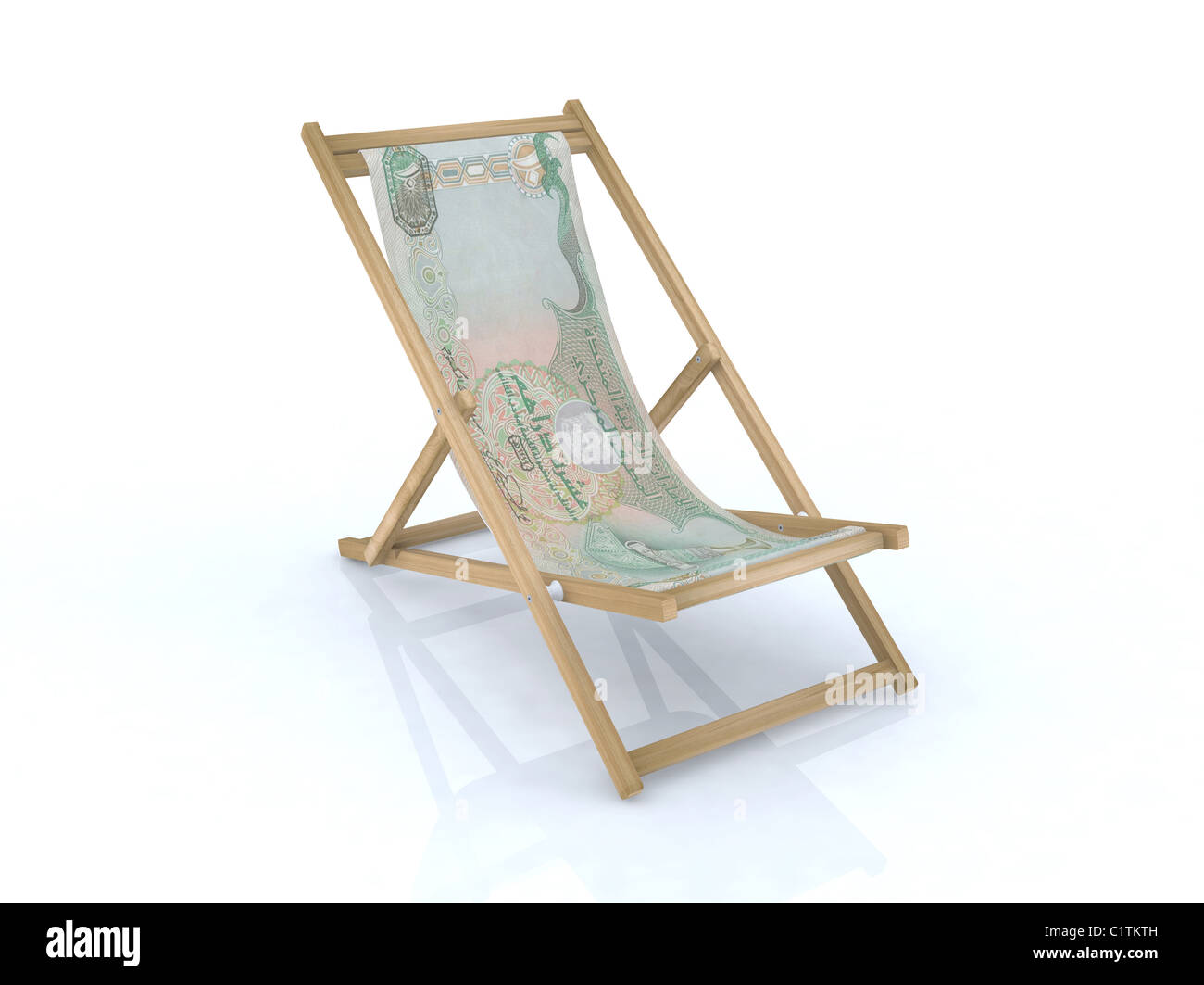 wood desk chair with dirham united arab emirates banknote 3d ...