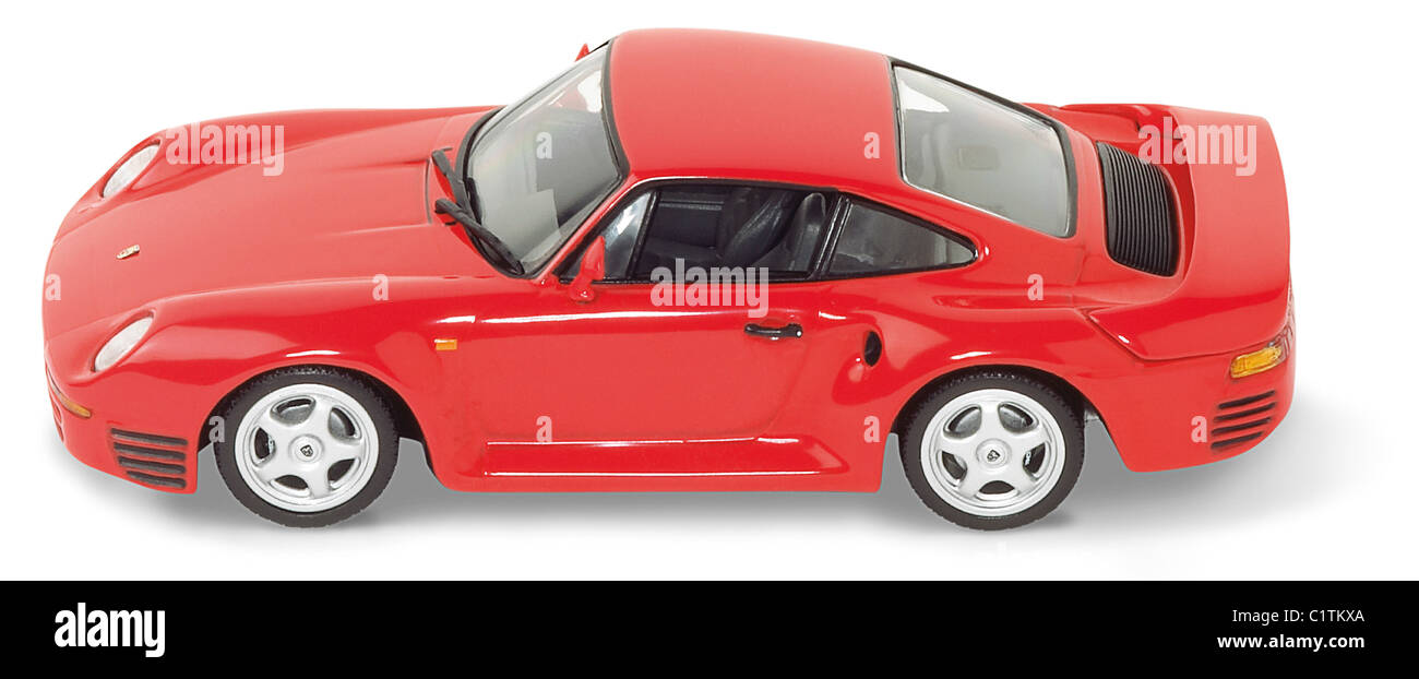 Small MAL Plastic Porsche 969 Sports car in Red with Stripes Small MAL Plastic Porsche 969 Sports car in Red with Stripes