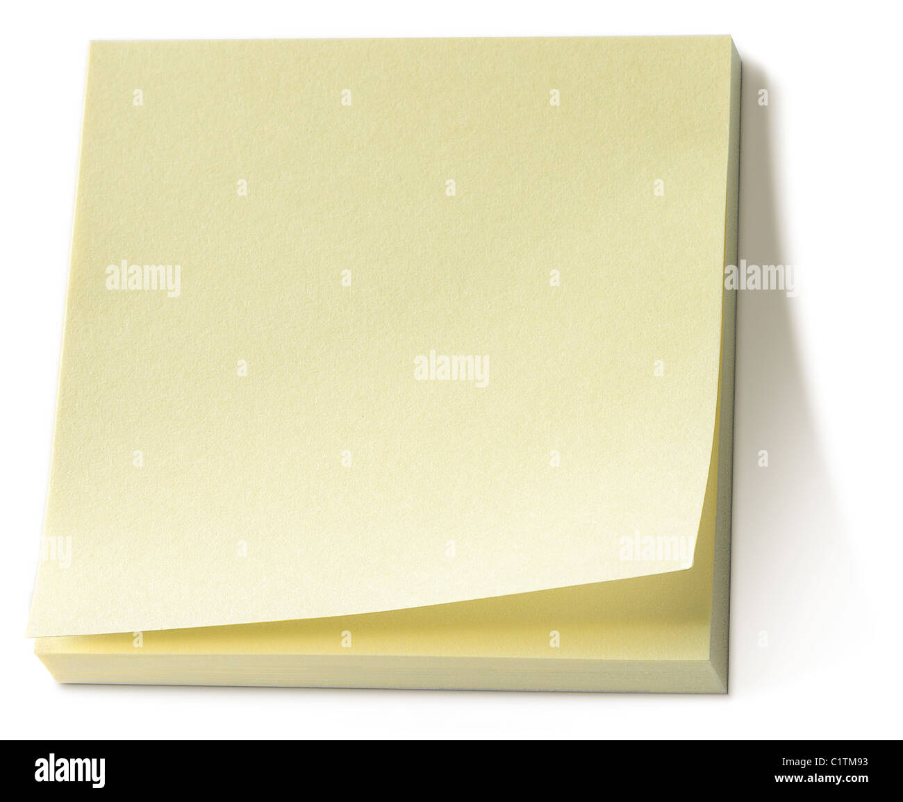 a yellow memo pad post it notes isolated on a white background Stock