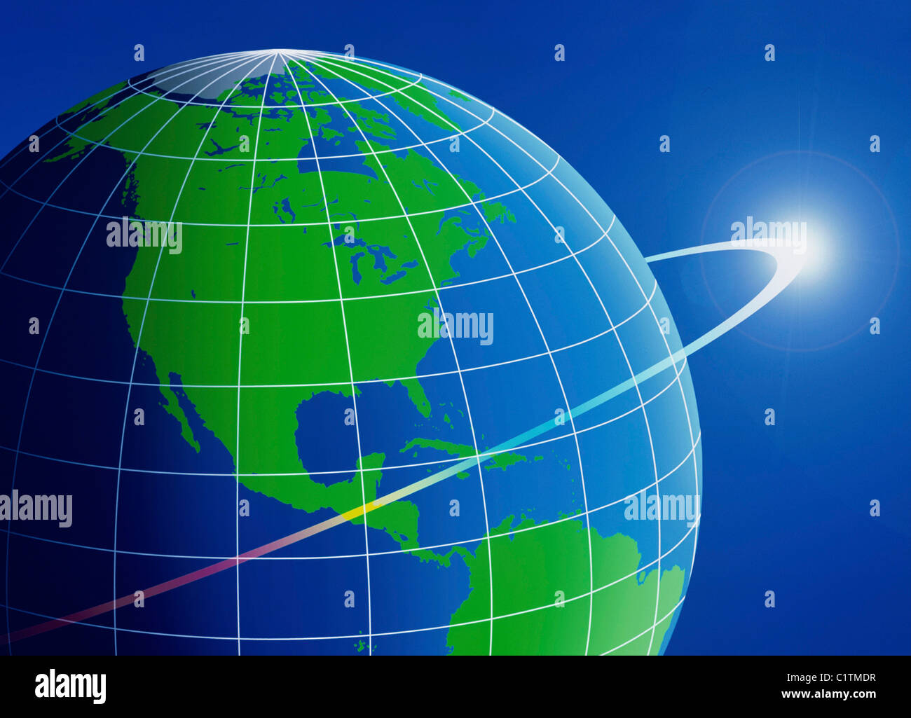 Close-up of longitude and latitude lines on a globe Stock Photo
