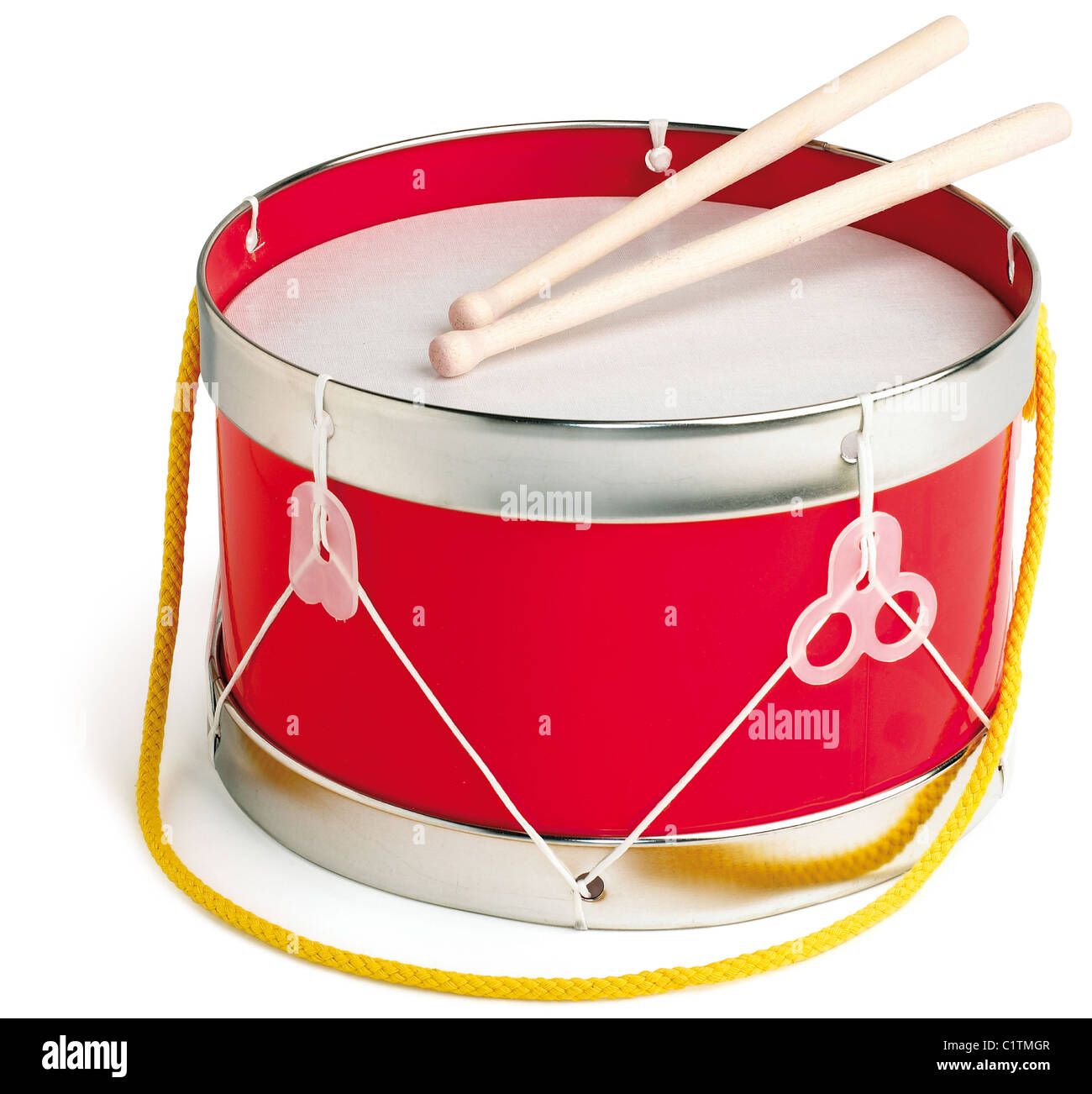 a toy drum isolated on white with a clipping path Stock Photo
