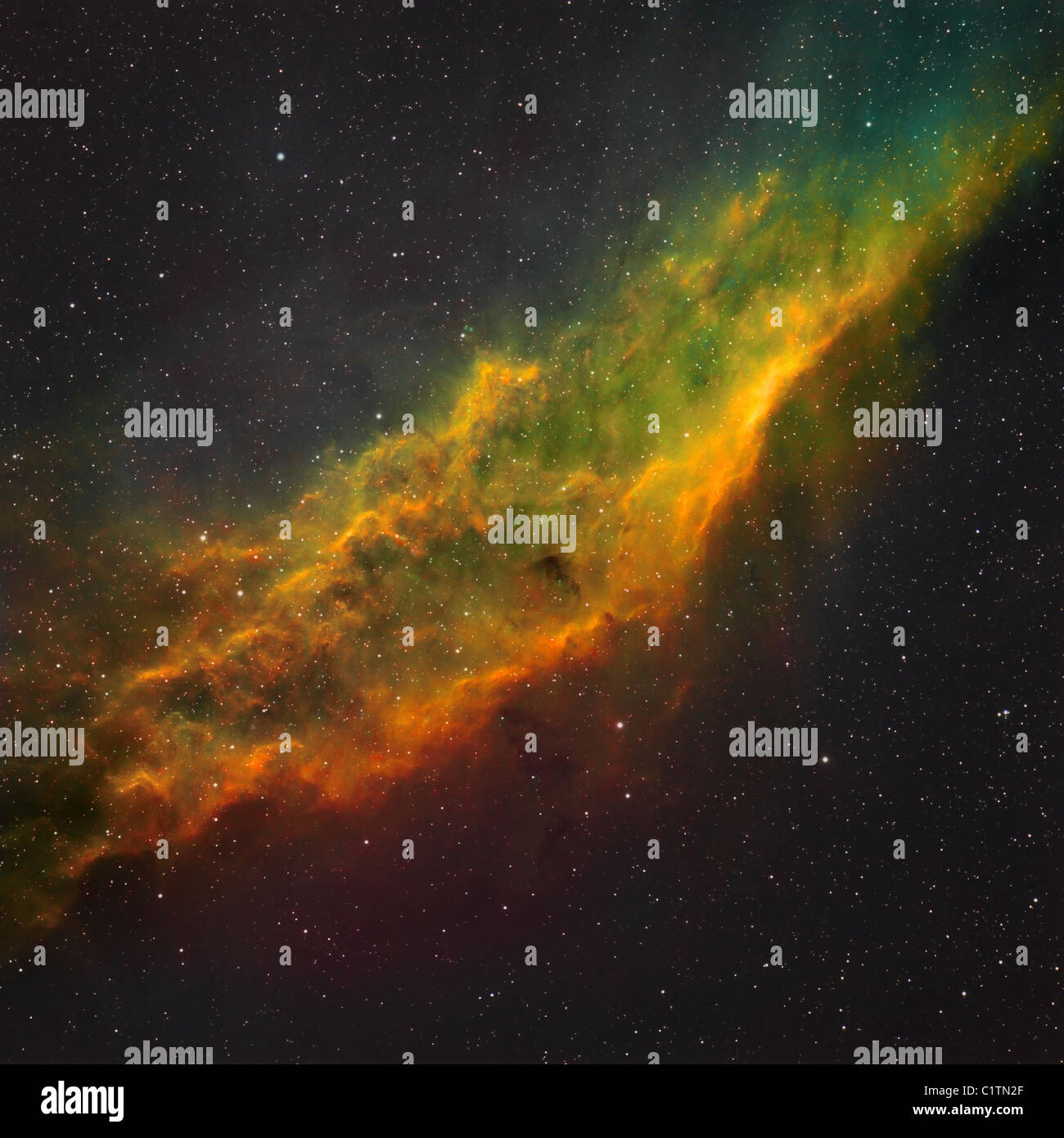 Narrowband image of NGC 1499, The California Nebula. Stock Photo