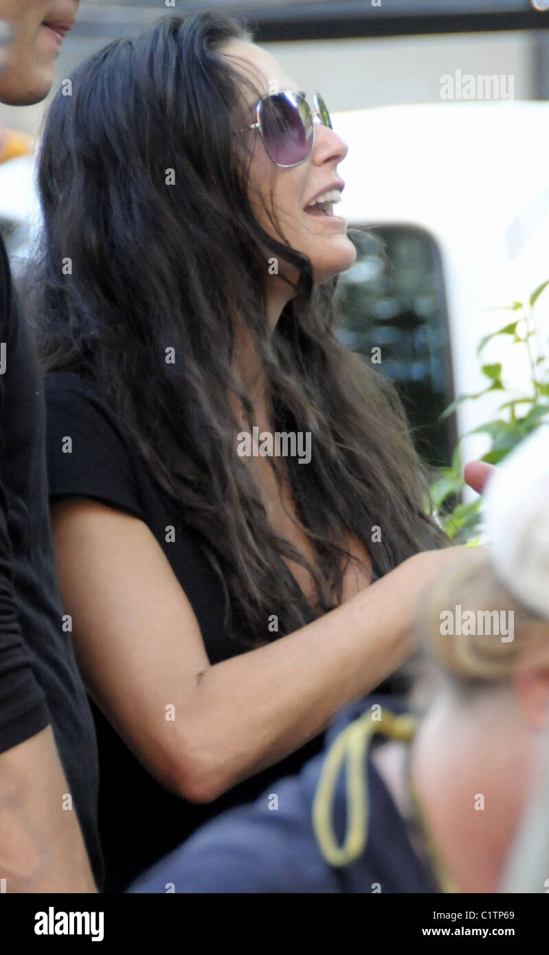 Demi Moore visits the set of the new movie 'The Beautiful Life' New