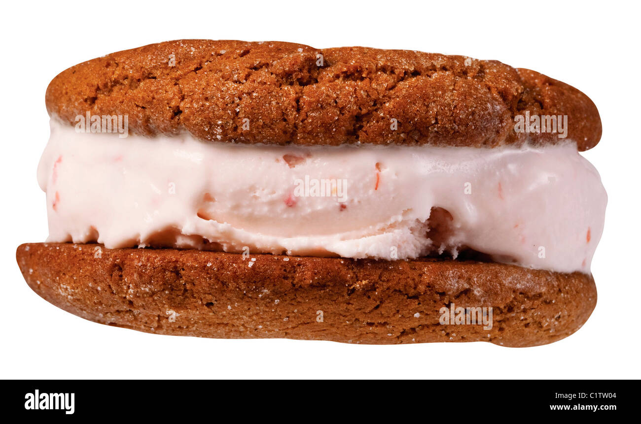 Close up of ice cream sandwich with black peeper spice cookie Stock Photo