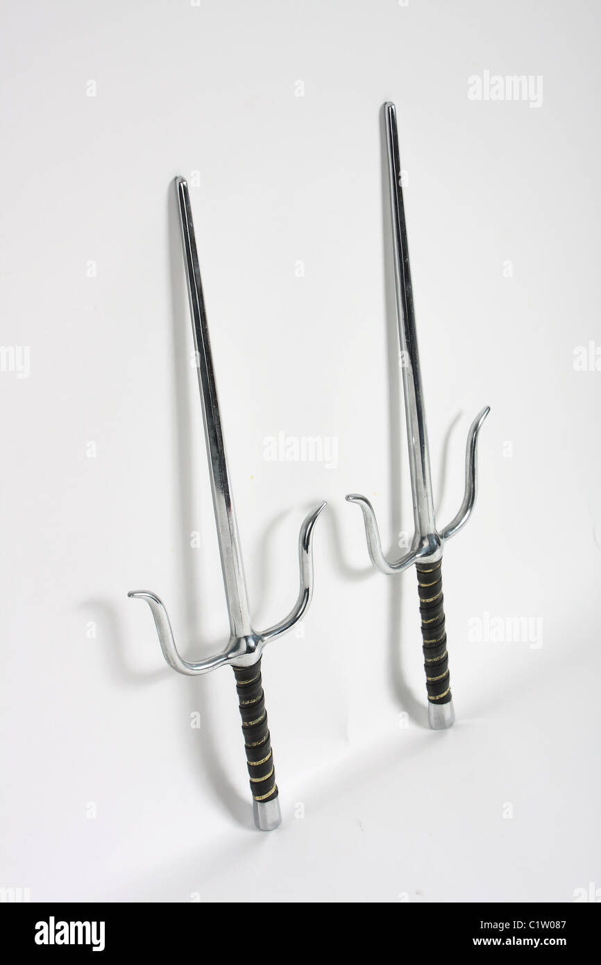 A pair of Egyptian style sai daggers; blunt for martial arts training