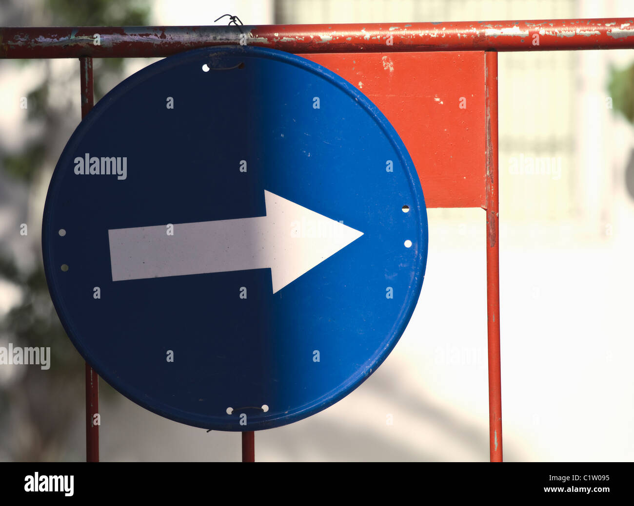 White arrow on blue background hires stock photography and images Alamy