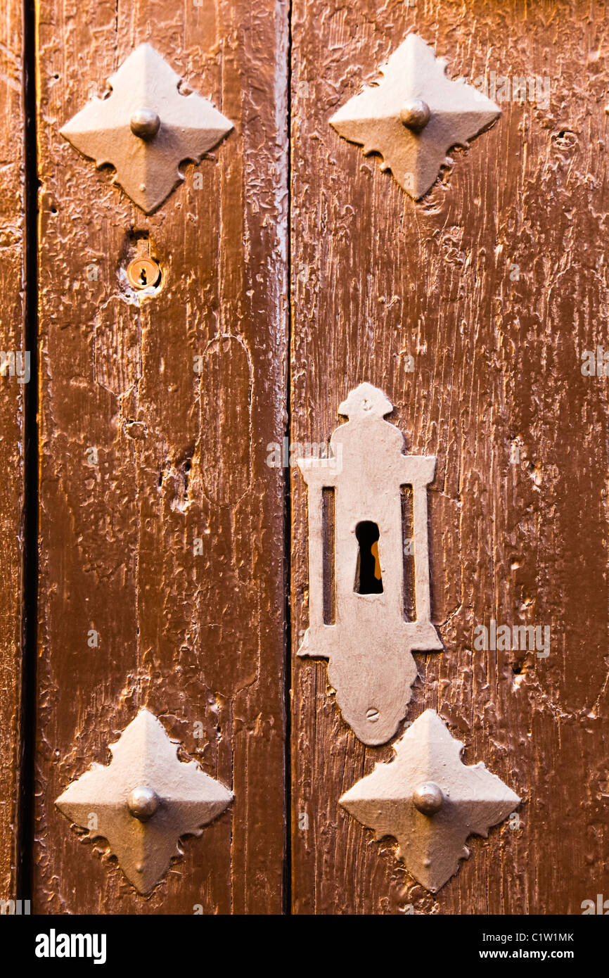 Detail of ancient door on Museo de Artes y Costumbres Populares, Malaga,  Spain. Stock Photo