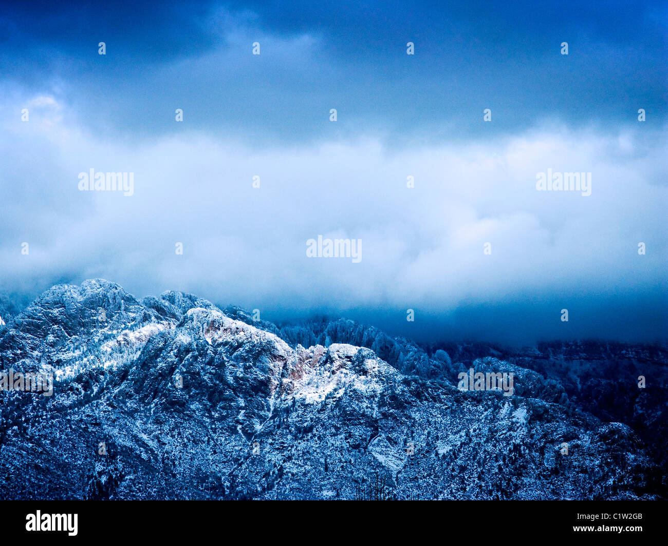 Snowcapped mountain, Sandia Peak, Albuquerque, New Mexico, USA Stock
