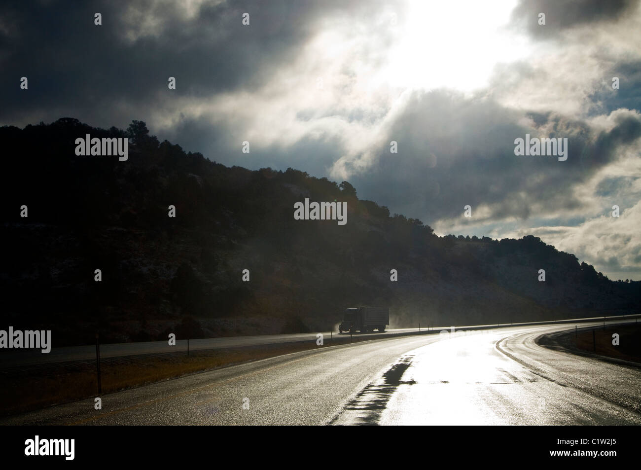 Highway after rain, Route 66, New Mexico, USA Stock Photo - Alamy