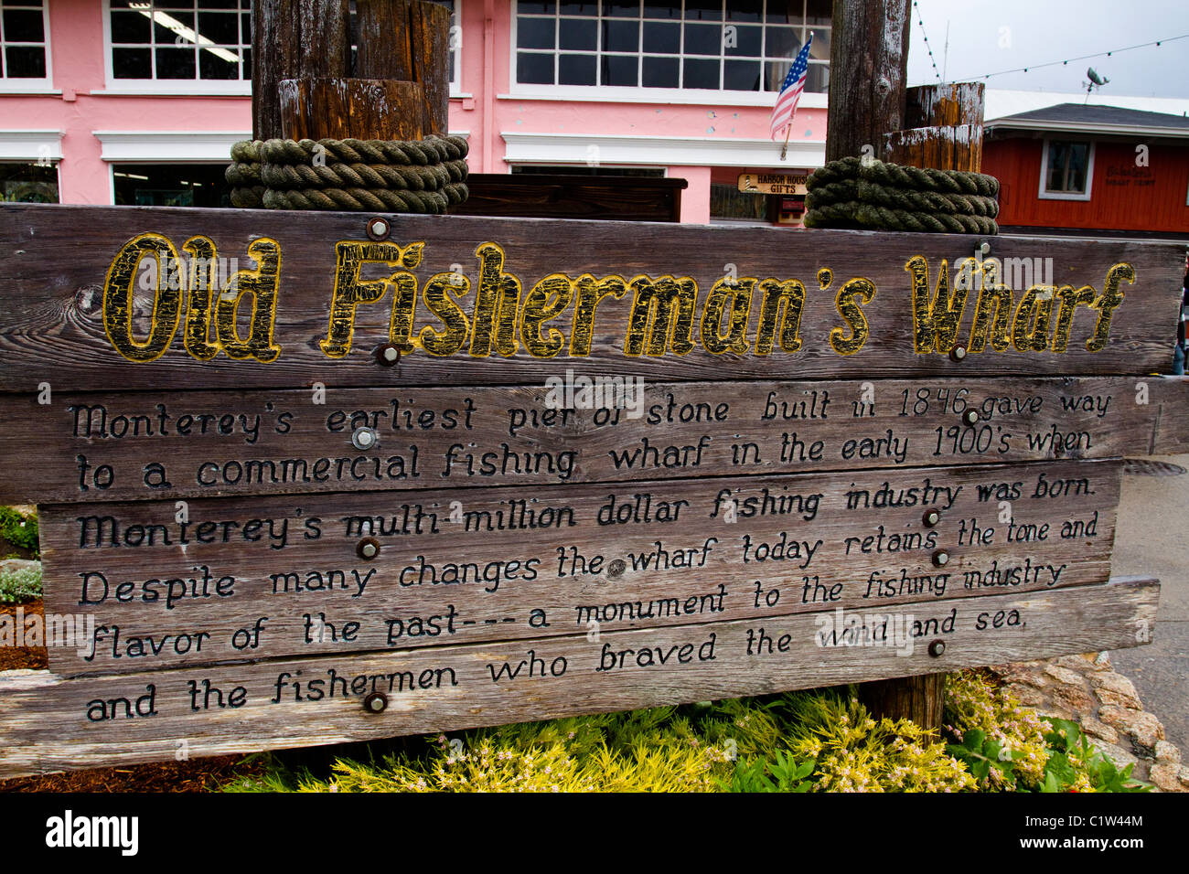 Old Fisherman's Wharf Sign Monterey, California USA Stock Photo